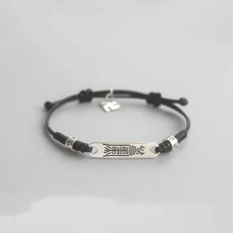 Pulsera trenzada de la fuerza de la suerte con hilo rojo de plata de ley 925 con Buddha Stones