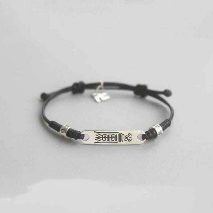 Pulsera trenzada de la fuerza de la suerte con hilo rojo de plata de ley 925 con Buddha Stones