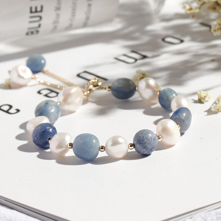 Pulsera curativa de cuentas de perlas de cristal de aventurina azul natural con Buddha Stones