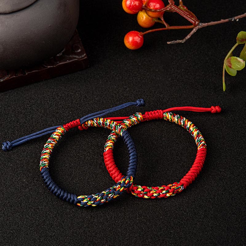 Pulsera de cuerda trenzada de la suerte con nudo King Kong colorido hecho a mano tibetano con Buddha Stones