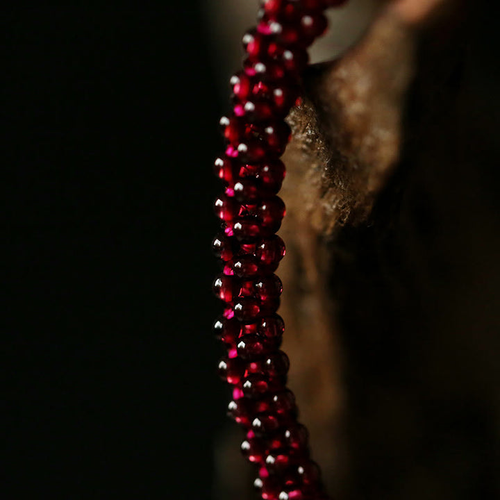 Pulsera de protección de cuentas de amazonita de ágata roja de cristal rosa granate natural con Buddha Stones