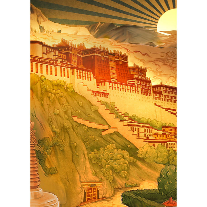 Lámpara LED de papel del Palacio Potala del Tíbet, luces artísticas de noche, lámpara de mesa LED creativa