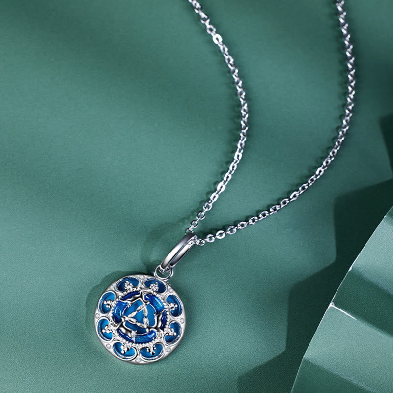 Colgante de plata de ley 925 con Buddha Stones , redondo, turquesa, tres conejos