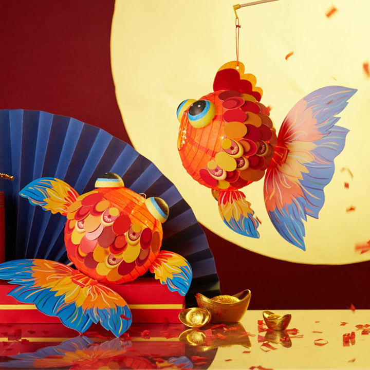 Buddha Stones DIY, buena suerte, pez Koi, lámpara de farol de papel, Festival del medio otoño, decoración de farol para niños