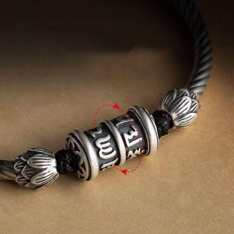 Pulsera trenzada de Buddha Stones Om Mani Padme Hum Lotus Peace