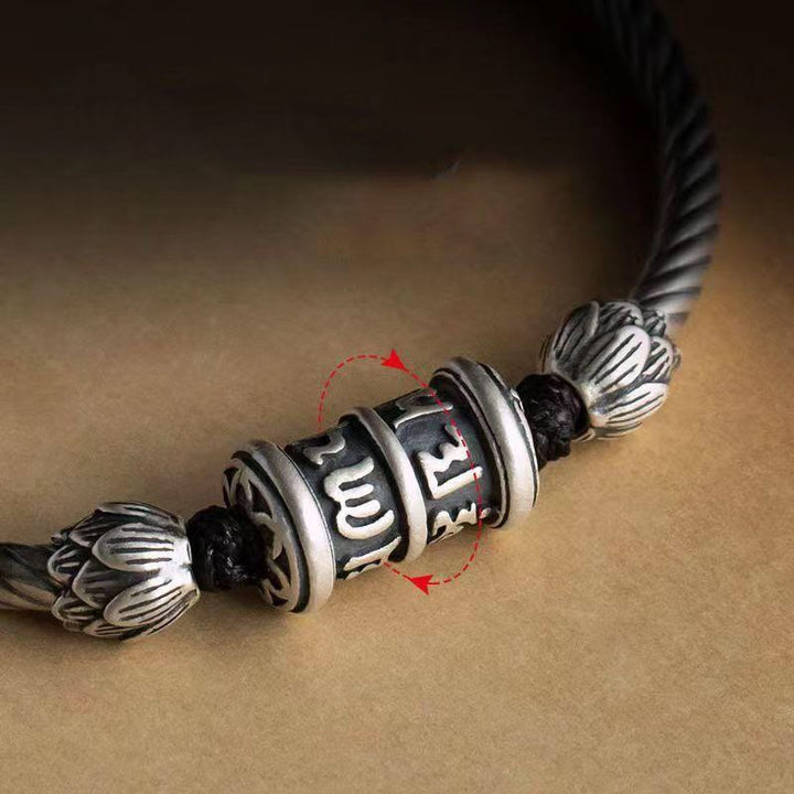 Pulsera trenzada de Buddha Stones Om Mani Padme Hum Lotus Peace