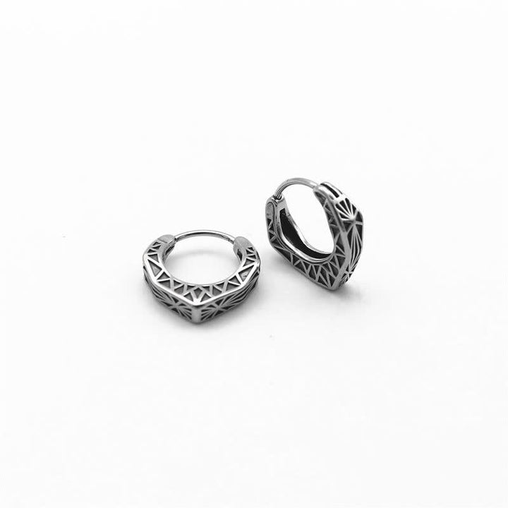 Pendientes de equilibrio de acero y titanio con aro vikingo