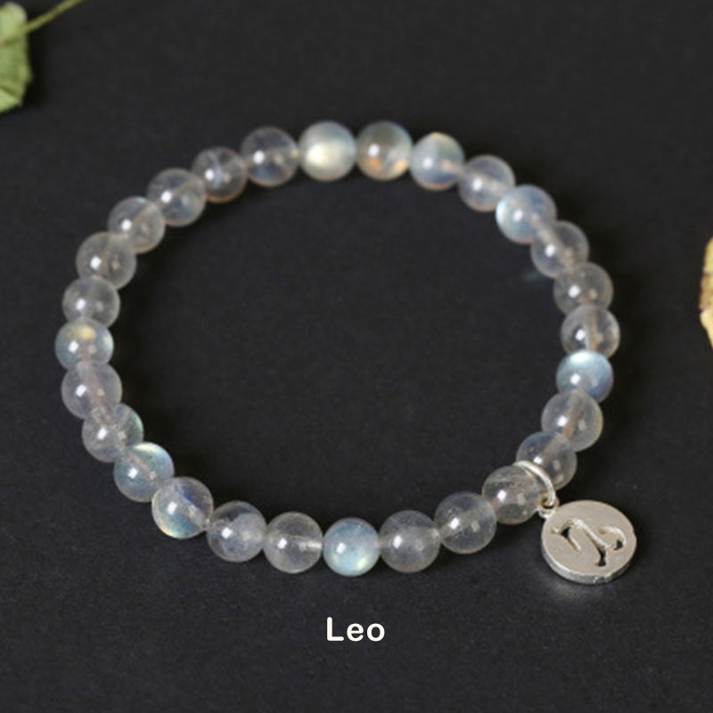 Pulsera con Encanto 12 Constelaciones del Zodíaco Piedra Lunar