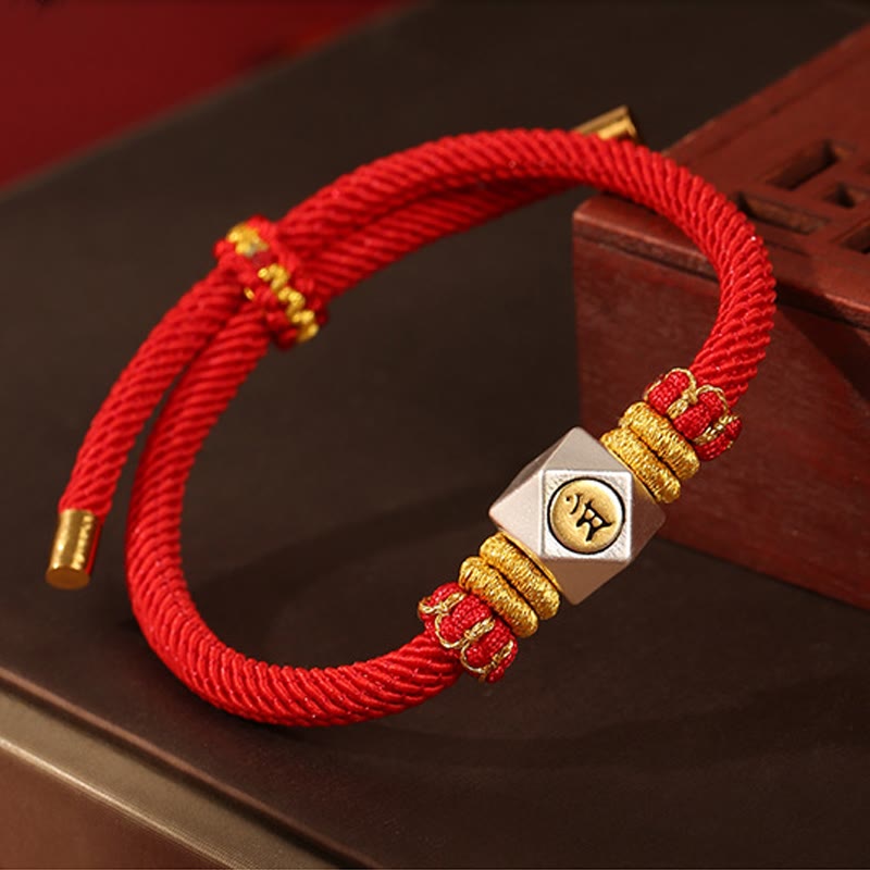 Pulsera para niños hecha a mano con Buddha Stones de plata de ley 999, zodíaco chino, Buda natal, cuerda roja, fuerza de la suerte