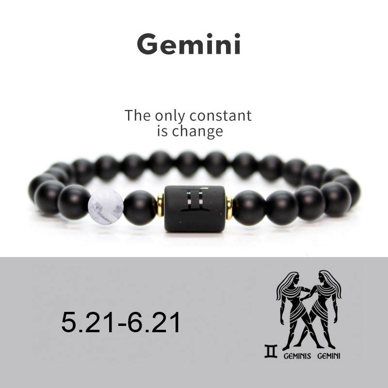 Pulsera Ajustable de Ónix Negro 12 Constelaciones del Zodíaco Buddha Stones