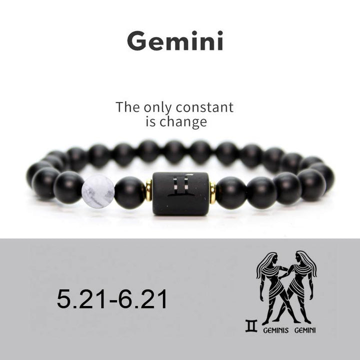 Pulsera Ajustable de Ónix Negro 12 Constelaciones del Zodíaco Buddha Stones
