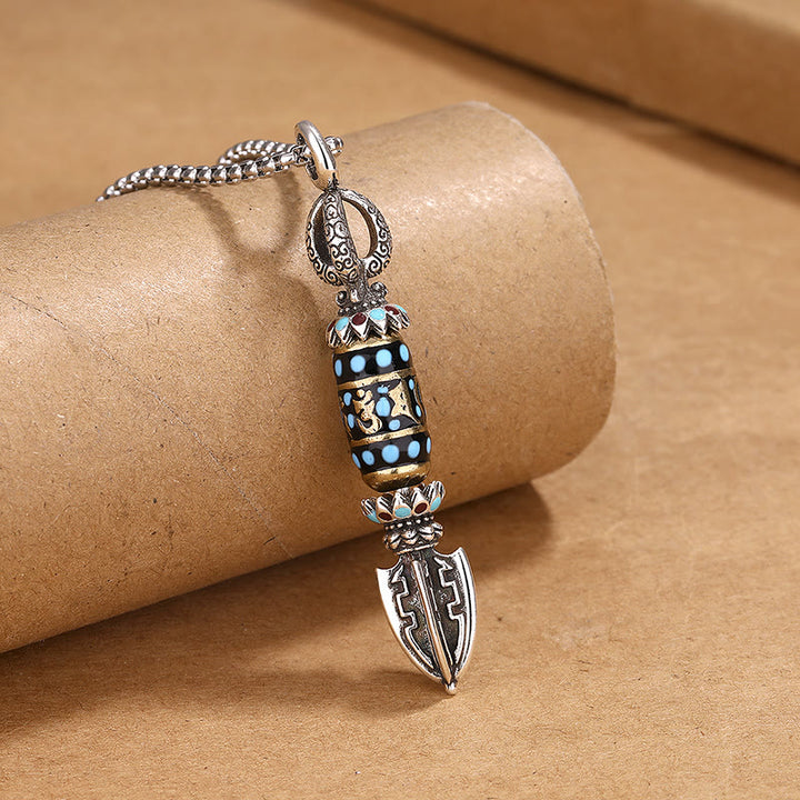 Colgante de collar giratorio con Buddha Stones , Om Mani Padme Hum tibetano, protección de la riqueza