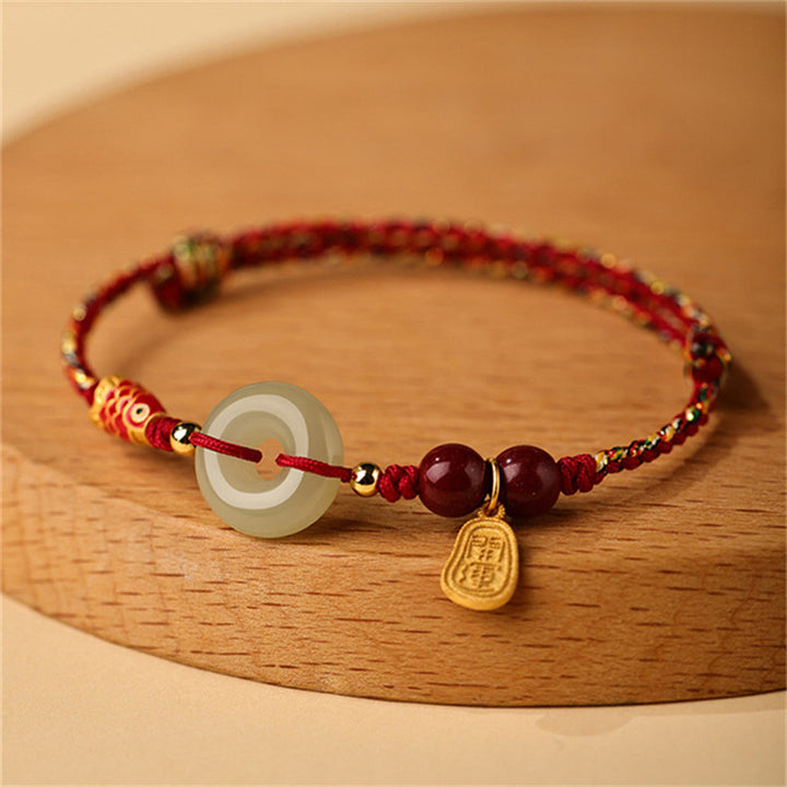 Pulsera de plata de ley 925 con Buddha Stones , pez koi, jade hetiano, hebilla de la suerte