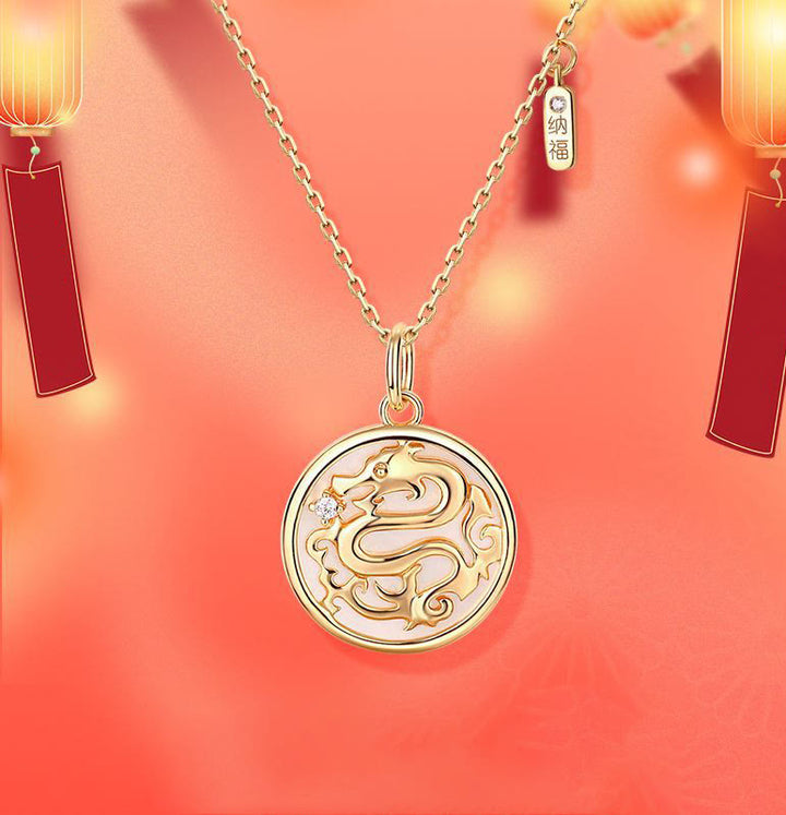❗❗❗Una venta flash: Buddha Stones de plata de ley 925 con piedra Tridacna del año del dragón Fu, colgante de collar con fuerza de la suerte