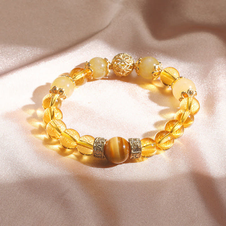 Pulsera con cuentas de prosperidad y generosidad de citrino con Buddha Stones