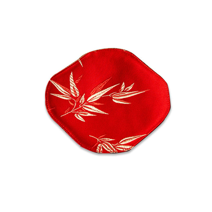 Tapete para taza con bordado de brocado de flor de ciruelo de bambú, posavasos para taza de té, Buddha Stones, ola de mar, tapete para té Kung Fu
