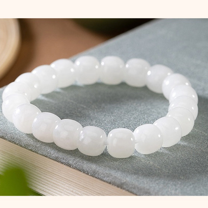 Pulsera de bendición de la felicidad de jade blanco hetiano con Buddha Stones - image 6