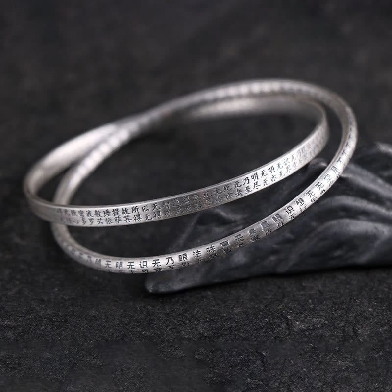 Pulsera de protección tallada con Sutra de corazón de plata de ley 999 con Buddha Stones - image 3