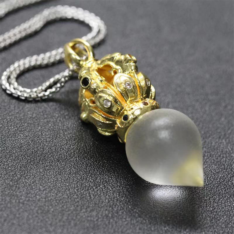 Buddha Stones tibetano Dorje Vajra 4 puntas Lotus Liuli cristal fuerza collar colgante - Gota de agua blanca - image 21