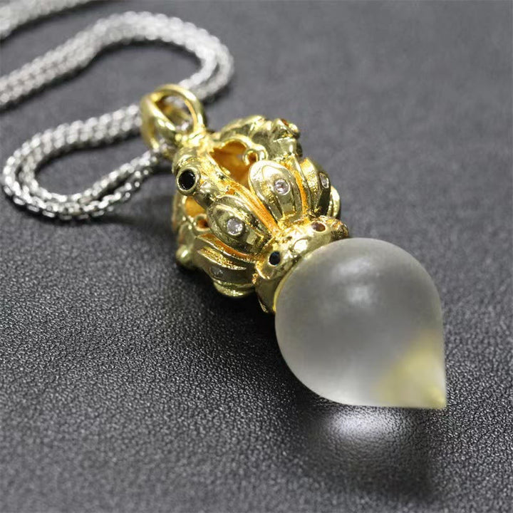 Buddha Stones tibetano Dorje Vajra 4 puntas Lotus Liuli cristal fuerza collar colgante - Gota de agua blanca - image 21