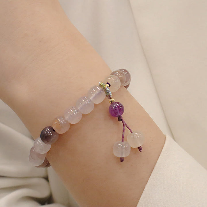 Pulsera de la riqueza del encanto del grano de la flor violeta del jade de la seda dorada púrpura natural de las Buddha Stones
