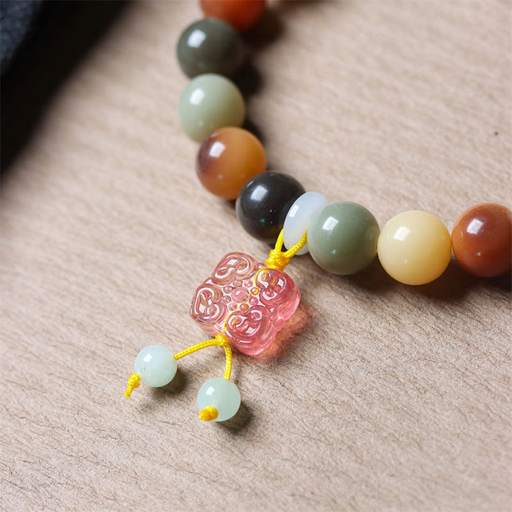 Pulsera de la paz con dije de cristal Liuli, semilla de Bodhi, gradiente multicolor Natural, Buddha Stones