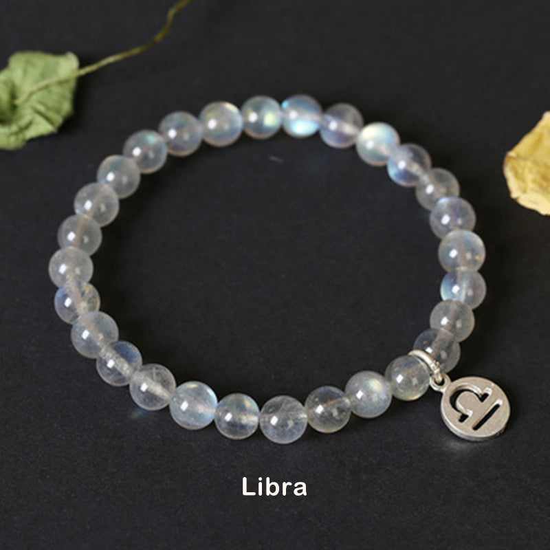 Pulsera con Encanto 12 Constelaciones del Zodíaco Piedra Lunar