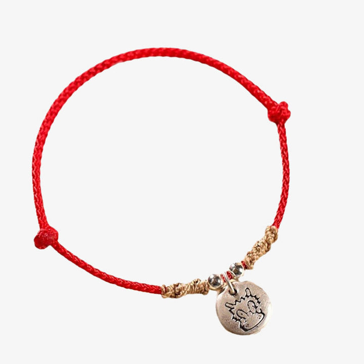 Pulsera trenzada de la suerte del zodíaco chino, hecha a mano, de plata de ley 999 con Buddha Stones, año del dragón