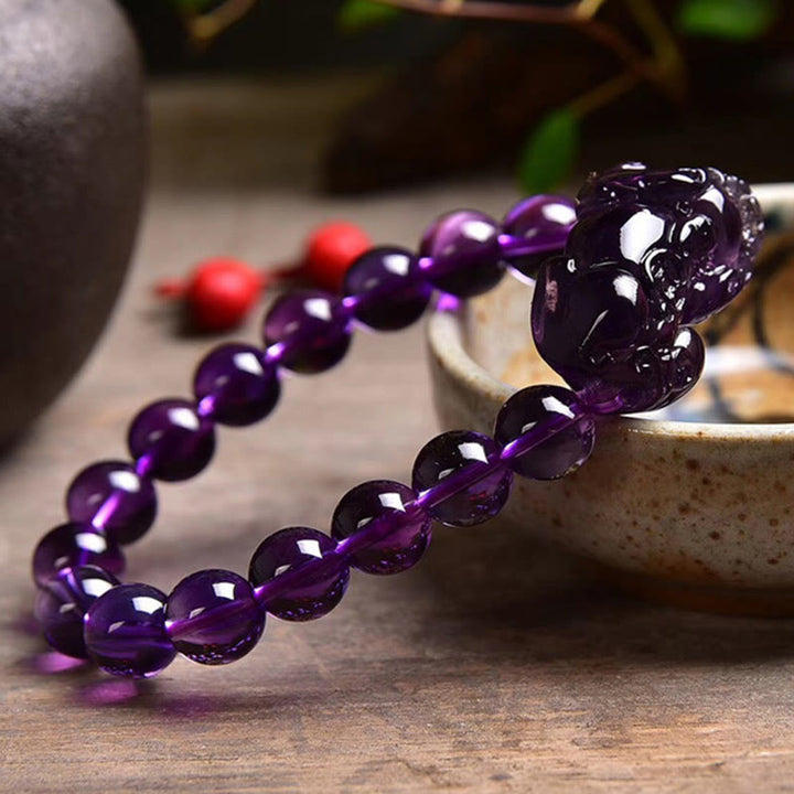Pulsera de riqueza de fortuna con amatista Feng Shui de Buddha Stones