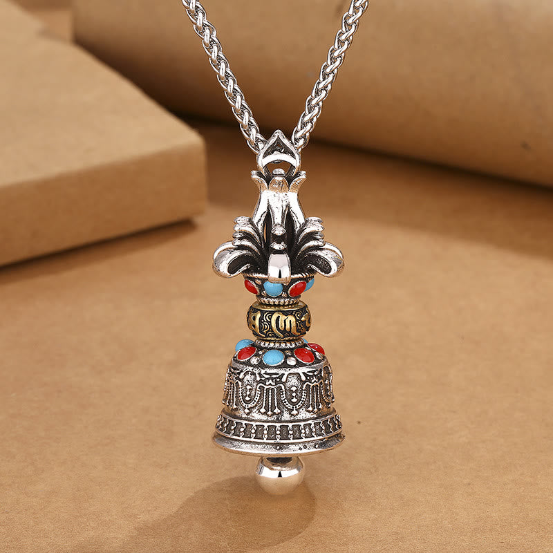 Buddha Stones tibetano Om Mani Padme Hum Dorje Vajra Bell fuerza collar colgante - image 2