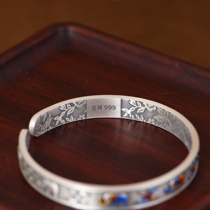 Pulsera de plata de ley 999 con Buddha Stones , diseño de elefante, fuerza y sabiduría