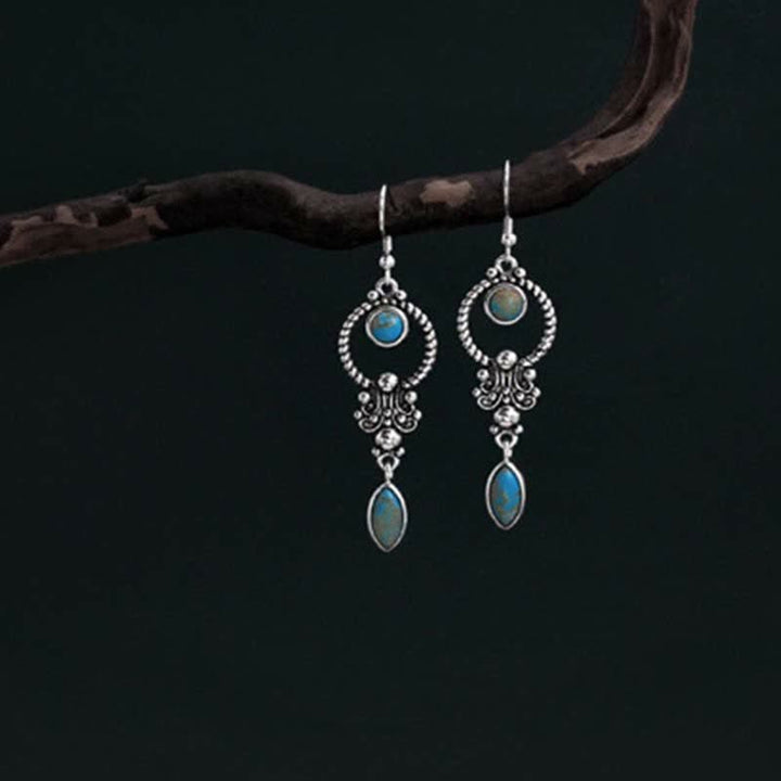 Buddha Stones de plata de ley 925 con gancho, baño de cobre vintage y turquesa con diseño de gota de agua. - image 2