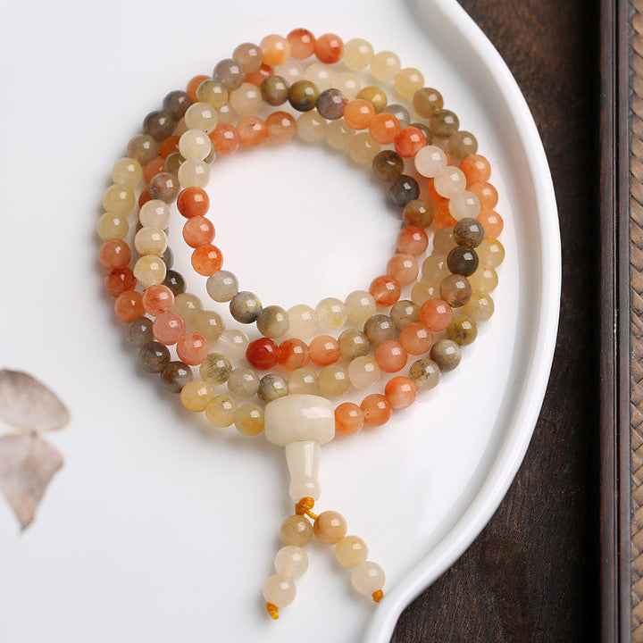 Pulsera de protección Mala de ágata roja natural de 108 cuentas