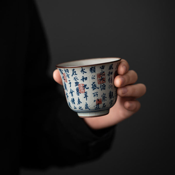 Taza de té de cerámica con Buddha Stones, paisaje de montaña, pabellón de orquídeas de loto, taza de té de Kung Fu