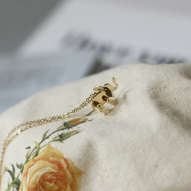 Colgante de cadena de collar de suerte de acero de titanio elefante
