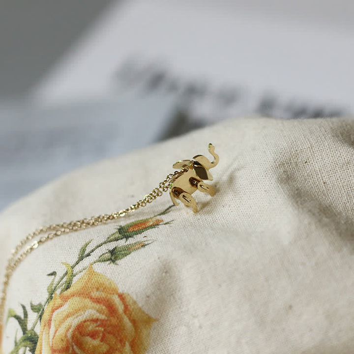 Colgante de cadena de collar de suerte de acero de titanio elefante