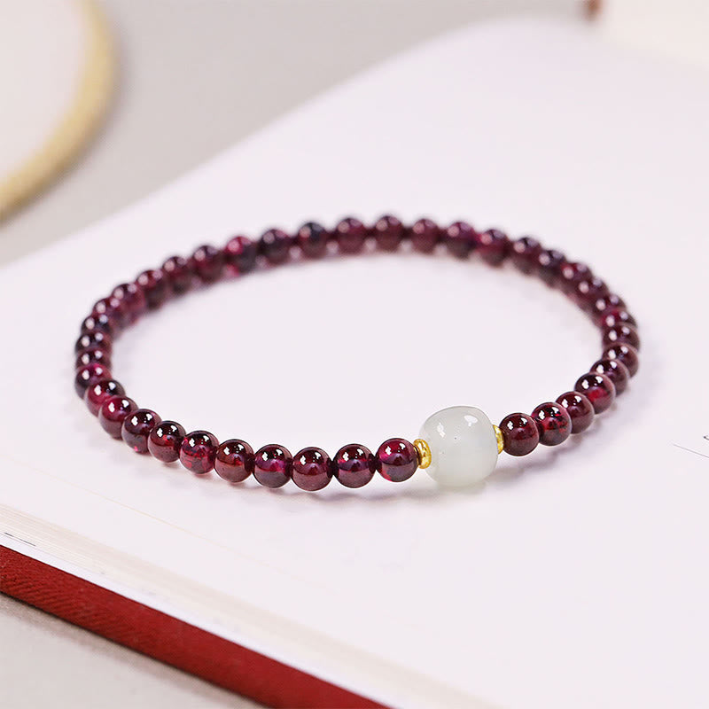 Pulsera de purificación de cuentas de jade granate natural con Buddha Stones