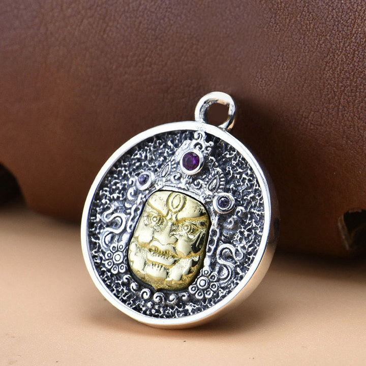 Collar con colgante espiritual de plata de ley 925 con Buddha Stones Zakiram, diosa de la riqueza, Dorje Vajra