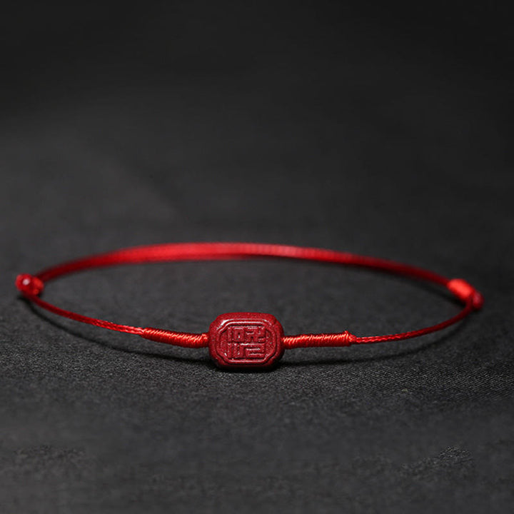 Pulsera trenzada hecha a mano con Buddha Stones, flor de ciruelo, trébol de cuatro hojas, PiXiu, loto, pez Koi, cinabrio