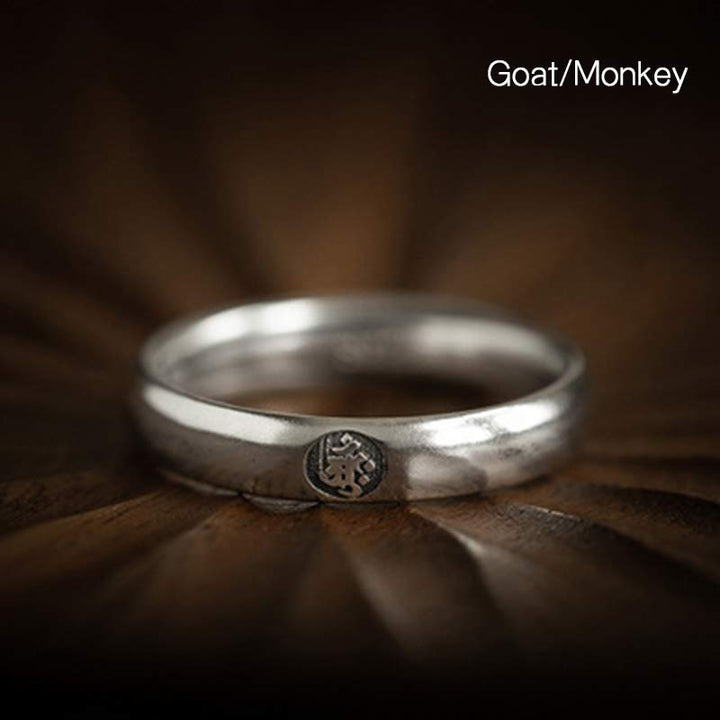 Anillo de plata de ley 925 con Buddha Stones , zodíaco chino, bendición de Buda natal