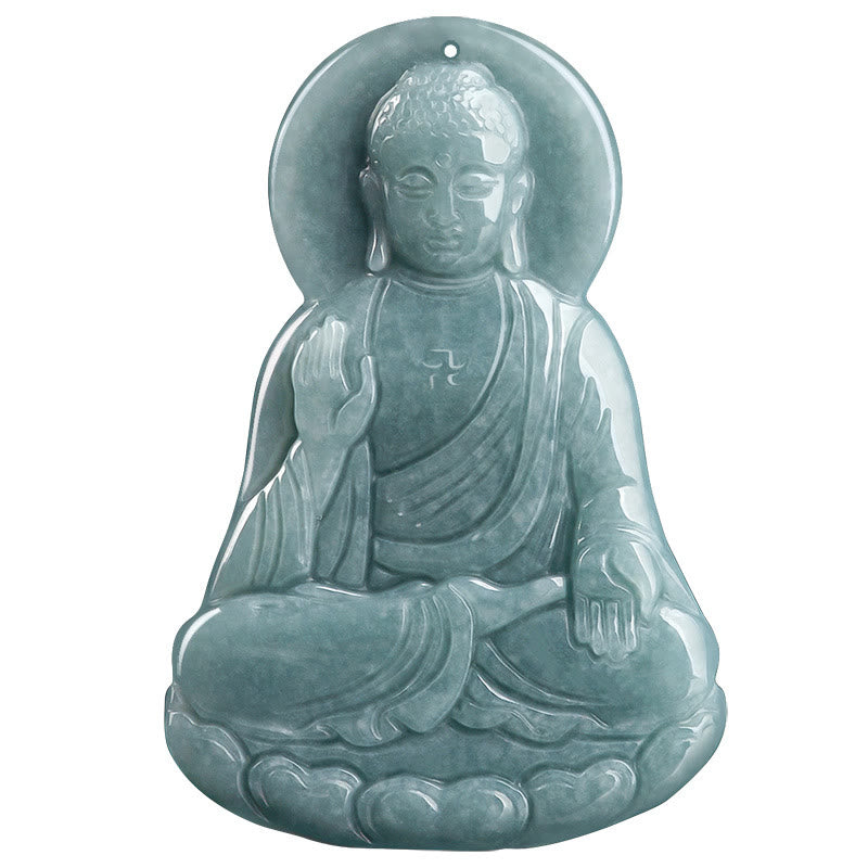 Buddha Stones Amitabha Buda Natural Jade Lotus Amuleto Compasión Cadena Collar Colgante - image 10