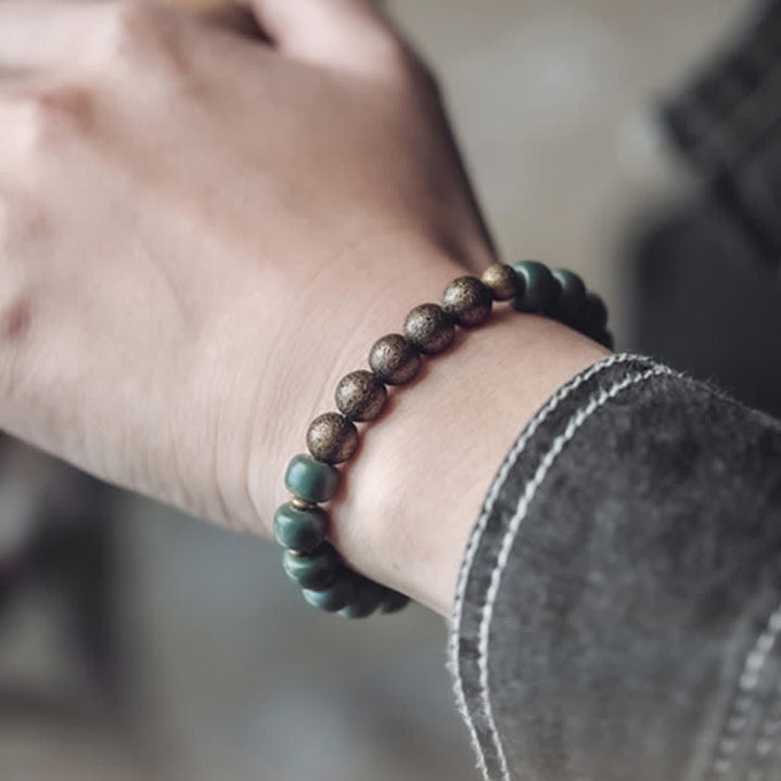 Pulsera de éxito de cobre con semillas de Bodhi cian tibetano
