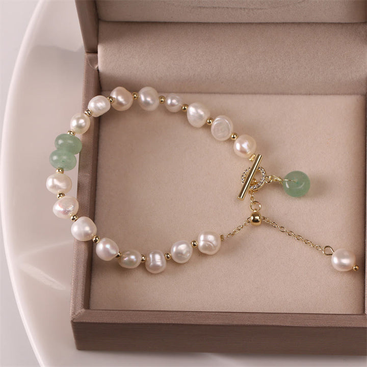 Pulsera de cadena curativa con cuentas de cuarzo fresa verde perla de Buddha Stones