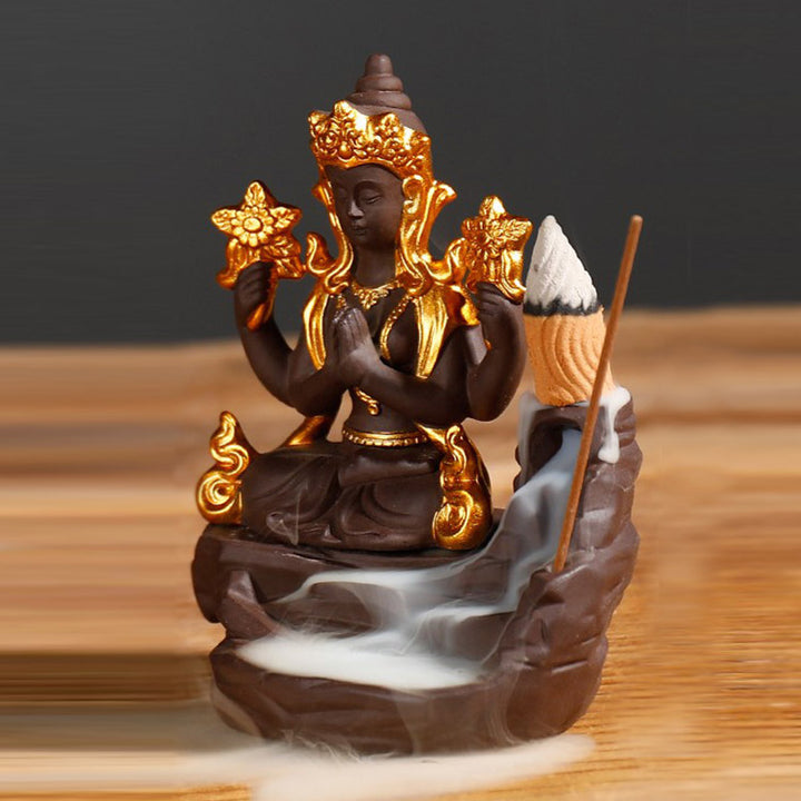 Quemador de incienso curativo de Buda tibetano con Buddha Stones , decoración