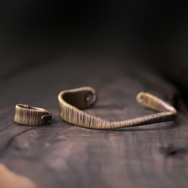 Pulsera ajustable con diseño simple de Buddha Stones, latón, cobre y suerte para la riqueza. - image 12