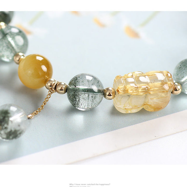 Pulsera de Confianza PiXiu Citrino Fantasma Verde de Buddha Stones