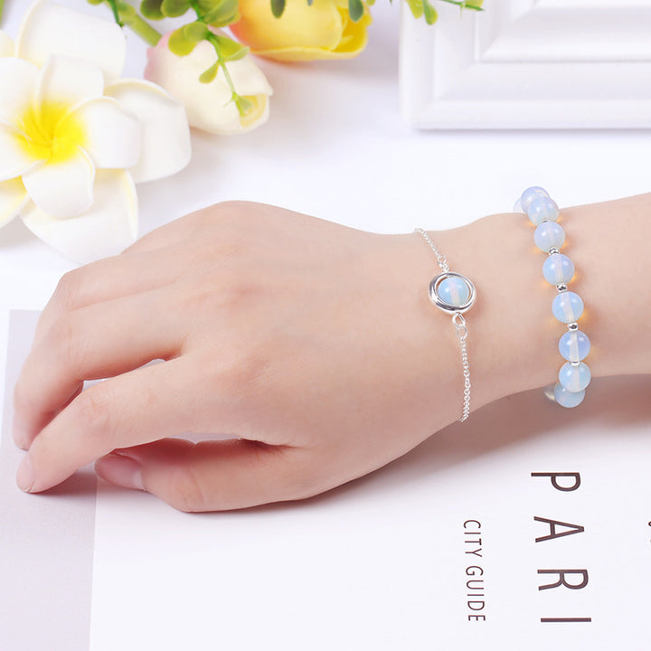 Pulsera Positiva de Cristal de Cuarzo Fresa con Piedra Solar de Buddha Stones