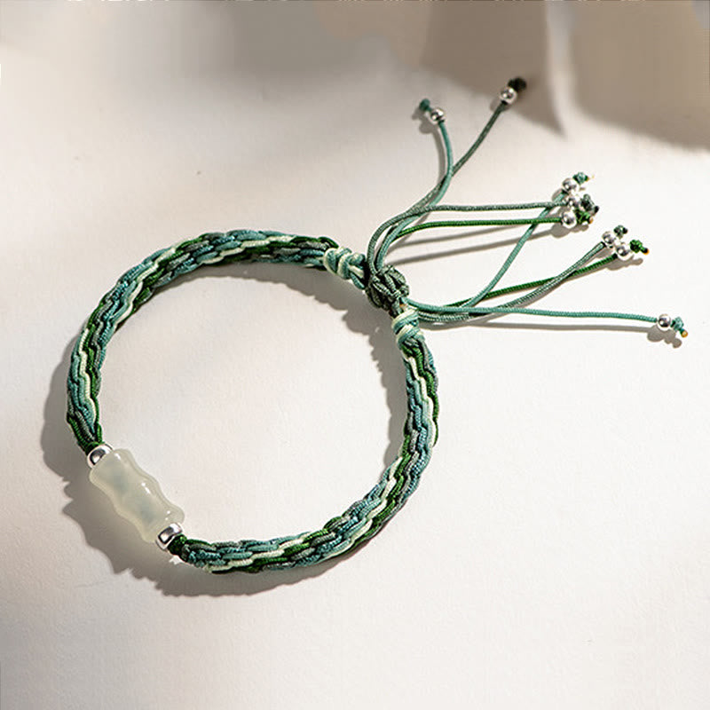 Pulsera de cuerda de fuerza de suerte y riqueza con nudo de reencarnación de bambú blanco