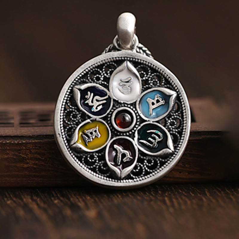 Collar con colgante de pureza de Om Mani Padme Hum tibetano con Buddha Stones - image 2