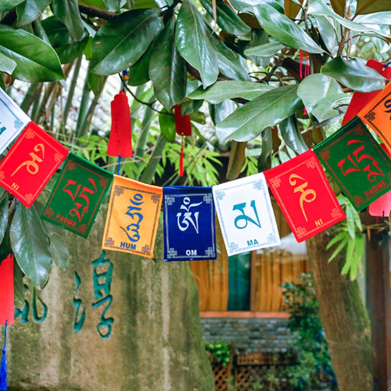 Bendición tibetana Caballo de viento Om Mani Padme Hum Bandera de oración para coche al aire libre - image 0